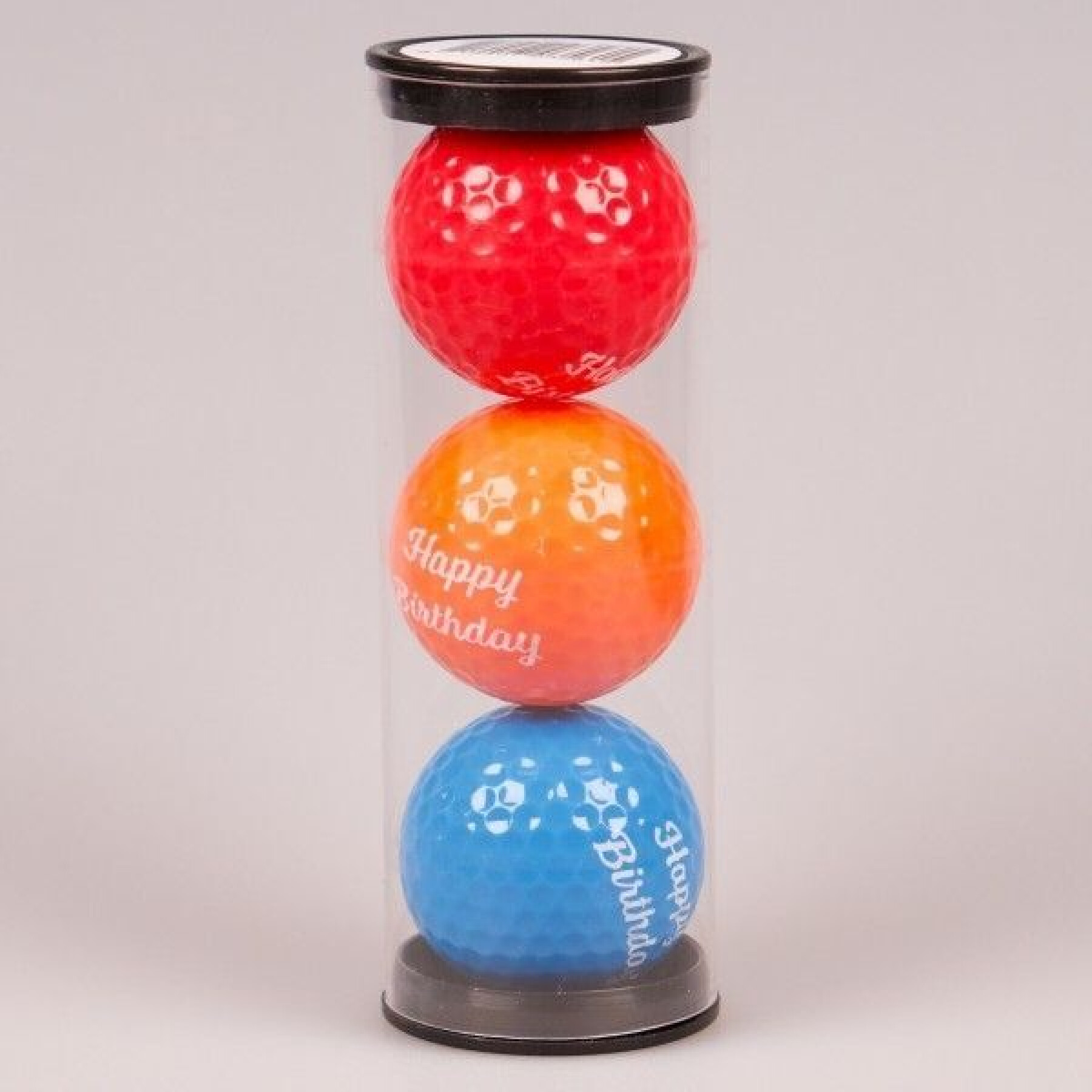 Set of 3 fancy golf balls with happy birthday print Legend