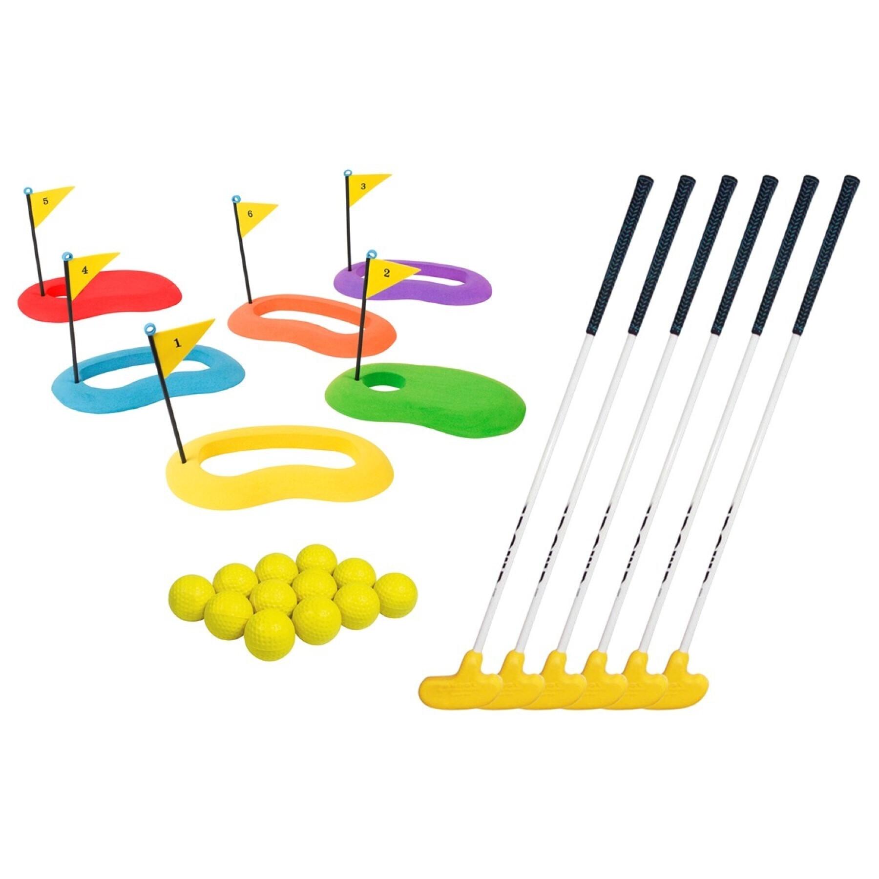 Set of 6 putters swing dom, 6 golf targets, 12 rubber balls and 1 carry bag for children Megaform